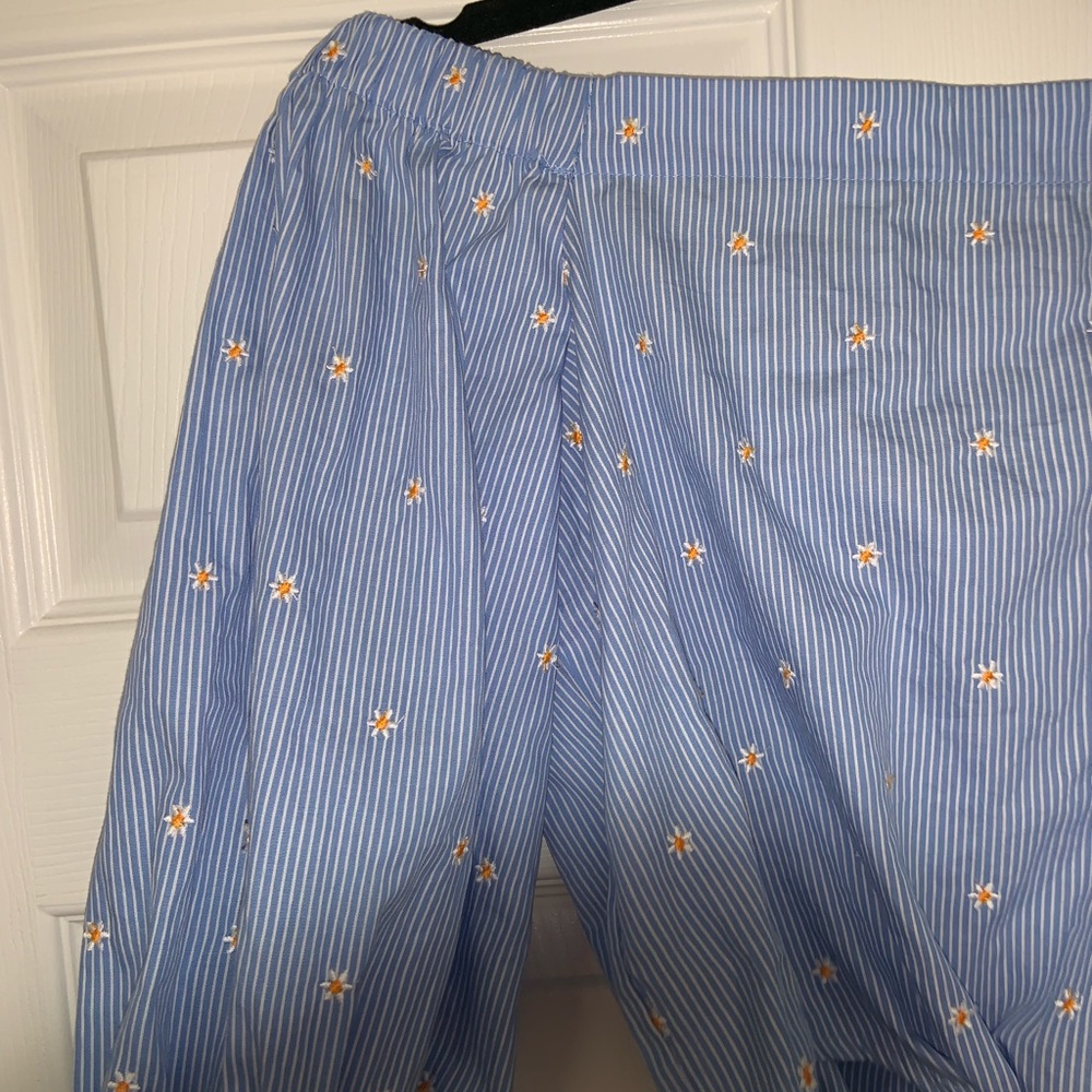 Blue Flowered Puff Sleeve Crop Top